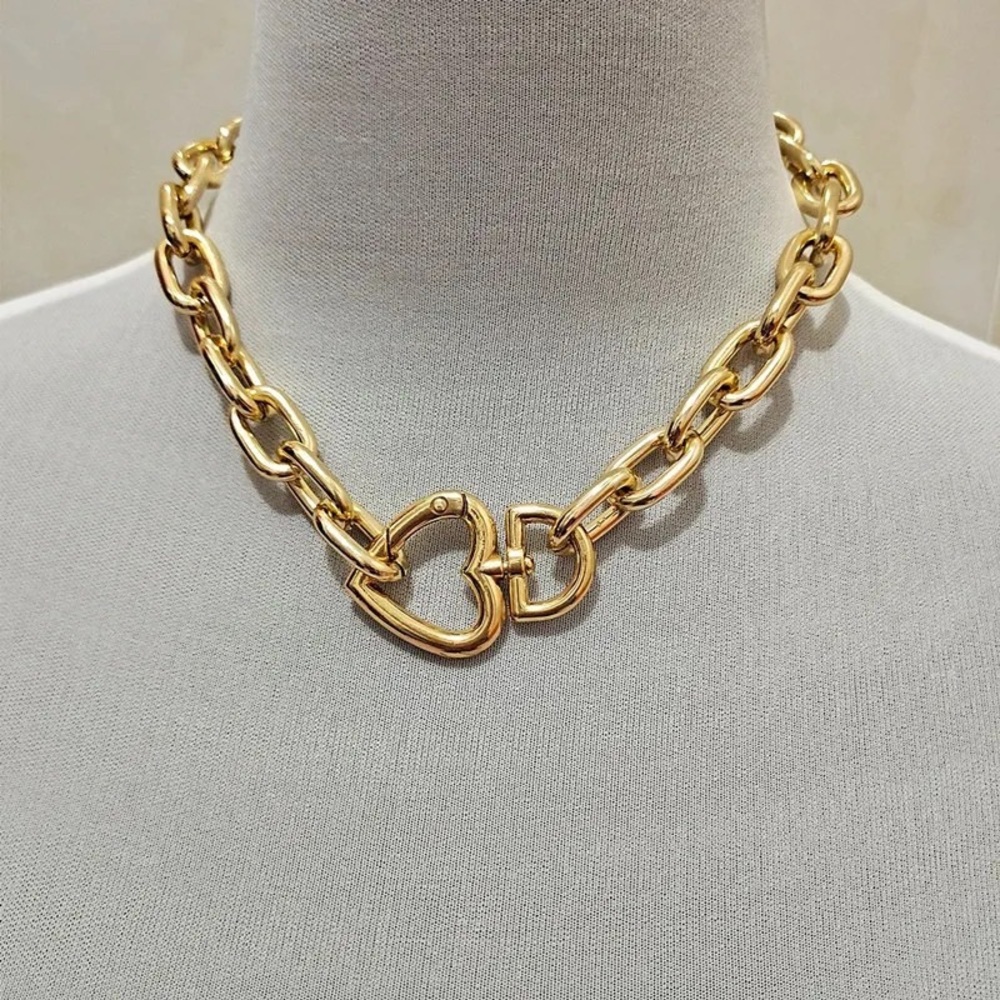 Zara Openable Heart Gold Chain Chocker Necklace Zara Logo Charm